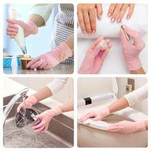 100/50/4pcs Pink, Disposable Nitrile Gloves, Hair Removal, Fingertip Design, Kitchen Cleaning Tool, Mother's Gift, Protects Mother's Hands, A Kitchen Essential, Christmas Cleaning Tool Cheap Powder-Free Latex-Free Gloves,Hair Removal Household Cleaning Gloves, Waterproof Gloves,Nail Supplies Christmas Gifts Suitable For Kitchen, - Baby Pink - View 3