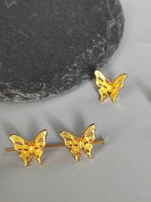 20pcs Alloy Hollow Three-Dimensional Butterfly Back Hole Bead Diy Jewelry Accessories Bracelet Necklace Braided Rope Handmade Diy Materials