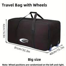 1 件超大滚轮行李袋，大尺寸便携式旅行袋，可折叠旅行袋，多功能手提箱 - 加长手柄设计，升级光滑水晶轮 - 适合长途和短途旅行、郊游、搬家、大学书包、学校配件、学校用品 - 黑色 - 查看 11