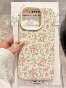 1 件可爱蓝白格子花卉图案防水防摔防滑软手机壳保护套适用于苹果和手机防震防刮