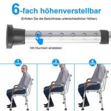 Rectangular Shower Stool Shower Stool Bath Stool Height Adjustable Bath Stool Shower Aid With Armrest And Backrest Height Adjustable For Age, Pregnant Women - White - View 2