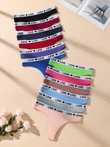 12pcs/Set Women's Contrast Color Sexy Bikini Thong Panties, Stretchy Cotton Sports Shorts Underwear - Multicolor - View 4