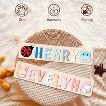 1 PC Customized Name Puzzle, Customize Your Name, Multiple Colors, Can Be Matched With Cute Elements, Wooden Educational Early Learning Toys, Baby Christening Anniversary Gift,Digital Printing - Multicolor - View 6