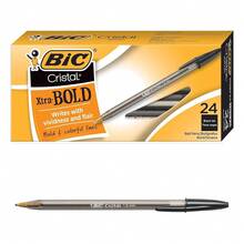 BIC Cristal Xtra Bold Ballpoint Pens, Bold Point (1.6mm) For Vivid And Dramatic Lines, Black Ink, 24-Count Pack, Perfect Ink Pens-57035 - 彩色 - 查看 2