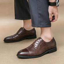 Dress Shoes Men Luxury Business Formal Oxfords Footwear Black Brown Prom Party Fashion Man Wedding Pointed Toe Leather Shoes Office Oxford Shoes Gentleman Work Men's Shoes 2024 New Fashion Party Brock Career Casual Derby Shoes  Casual - màu nâu - Xem 8