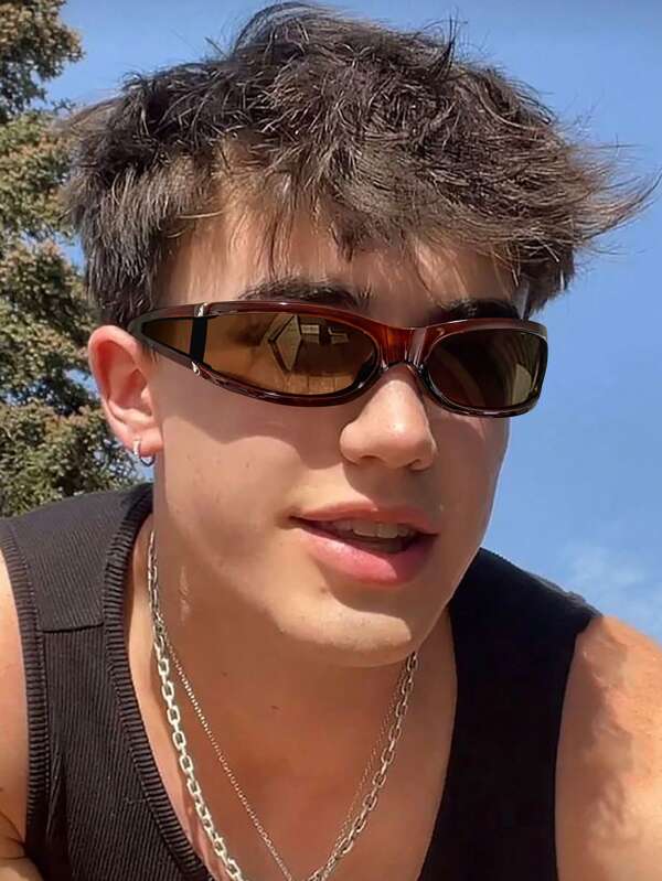 1 PC Men's Acrylic Fashion Glasses Street Hip Hop Rectangular Frame Summer Eyeglasses For Y2k Accessories And Outdoor Activities