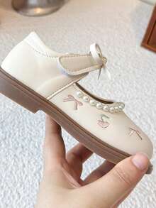 1-8 Years Old Girls' Soft Bottom Anti-Slip Comfortable Toddler Walking Shoes, Bow Embroidery Cute Princess Flats, Round Toe Casual Outdoor Play Loafers, Breathable Mary Jane Shoes For Spring/Summer