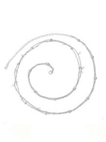 多层串珠性感银金腰链珠肚脐链水晶肚链水钻可调节比基尼腰带身体链腰带肚脐首饰夏季海滩度假派对配饰女士和女孩