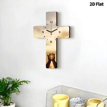 2D Flat, 1pc Pray For Faith Decorative Wall Clock, Super Silent Quartz Movement, No Ticking Sound, Decorative Clock For Living Room, Bedroom, Office, Kitchen And Cafe, Perfect For Christmas, New Year, Valentine's Day Gifts - Multicolor - View 10