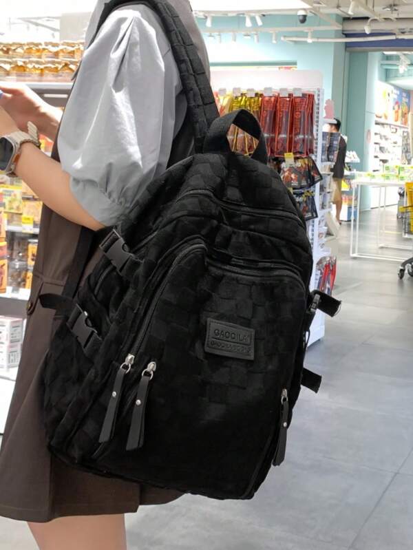 Mochila de gran capacidad con colores contrastantes para mujeres, con múltiples bolsillos funcionales para portátil, uso diario, trabajo y viajes. Mochila impermeable y ligera para estudiantes de secundaria y universidad, ideal para actividades al aire libre y deportes.