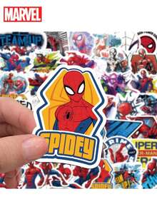 Marvel 50 Miếng dán vinyl hình Người Nhện được  cấp phép chính thức, quà tặng hoạt hình chống nước cho bình nước, ốp lưng máy tính xách tay, bình nước, máy tính, điện thoại, mũ bảo hiểm, xe hơi và đề can - Nhiều màu - Xem 6