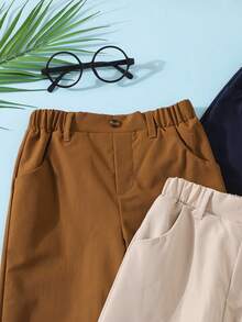 3 件套男童休闲松紧腰梭织裤，带真口袋，适合春秋季户外穿着 - 彩色 - 查看 3