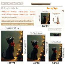 1pc Canvas Wall Art, Framed Wall Decor, Vintage Christmas Theme, Christmas Tree Kitten, Holiday Home Decor, Christmas Cat Lover Gift, Cat Wall Decor, Christmas Animal Decor, Christmas Decoration, Christmas Poster, Winter Decor, Christmas Bathroom Decor, Christmas Home Decor, Room Decor, Dorm Decor, Bedroom Decor, Living Room Decor, Office Decor, Dining Room Decor - Multicolor - View 3