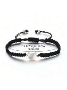 1 件可爱黑白猫编织手链，适合女士，Ins 简约手工编织绳，情侣礼物，闺蜜礼物