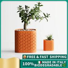 ORIZZONTE Vaso Decorativo con Motivo Geometrico – Disponibile in Due Misure – Ideale per Arredo Casa, Centrotavola o Porta Fiori, 100% Made in Italy, Spedizione dall'Italia - Arancione - Visualizzare 2