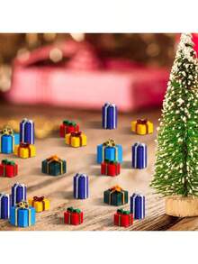 20 pezzi Decorazioni natalizie in miniatura per artigianato, Statuine natalizie in miniatura, Decorazioni natalizie per artigianato, Decorazioni per albero di Natale in miniatura, Accessori da giardino fai-da-te, Ornamenti natalizi in resina decorativa a forma di albero di Natale in scatola, Kit ciondolo fai-da-te