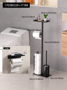 1 Pieza Soporte para pañuelos independiente con cepillo de baño y caja de almacenamiento de toallitas húmedas, Soporte para cepillo de baño, Soporte vertical para rollo de papel higiénico, Dispensador de papel higiénico sin taladro, Organizador de baño ahorra espacio, Estante moderno para papel higiénico