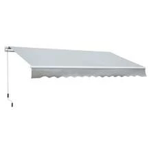 12' X 8' Patio Awning Manual Retractable Sunshade W/ Crank Handle, Light Grey - mặc định - Xem 4