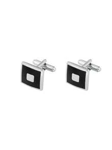 1/4Pairs Cufflinks For Men Classic Tone Cuff Links Silver Black Striped Disc Square Rectangle Cuff Links Shirt Suit Men's Cufflinks For Wedding Groom Business & Father Elegant Gift Halloween Accessories Teachers Day