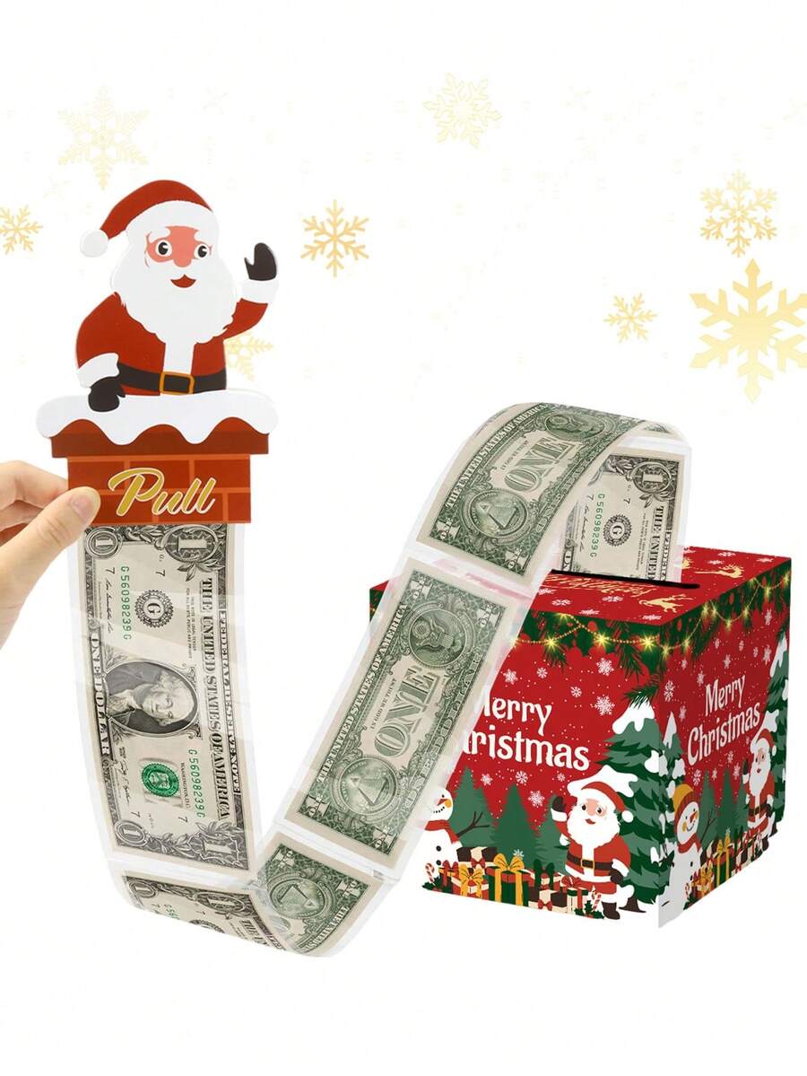 1 set cutie cadou extractibilă cu bani de Crăciun fericit, cutie cadou surpriză Moș Crăciun, decorațiune de Crăciun, ornamente de Crăciun, suport distractiv pentru bani surpriză pentru prieteni, iubite, soții, surori, accesoriu perfect pentru petrecerea de sărbători, cadou de petrecere de Crăciun, favoare pentru petrecerea de sărbători, decor de Crăciun - roșu - Vizualizare 1