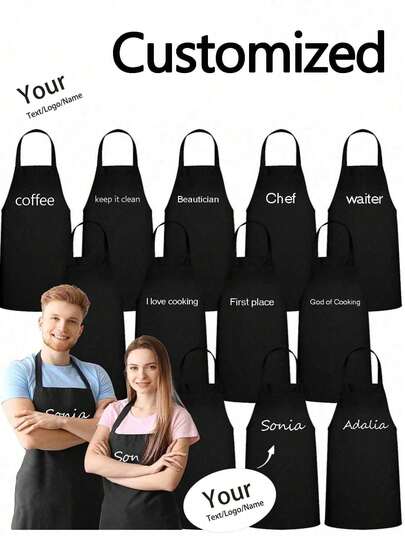 1/2 st anpassat svart köksförkläde, modernt oljebeständigt polyesterförkläde, svart köksförkläde, polyesterförkläde för trädgård, kök och hushållsarbete perfekt för hem, restaurang och köksmakning, tvätthandskar