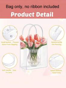 1 件加厚透明 PVC 手提袋、PVC 沙滩包节日派对手提袋、礼品袋、可重复使用的透明手提袋、购物袋、派对袋、工艺手提袋、派对礼品袋、婚礼礼品糖果盒手提袋、圣诞节、万圣节礼品袋、礼品纪念品袋，适用于婚礼派对和生日礼物包装（不含丝带）