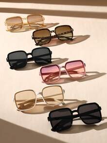 6pcs Women Multicolor Square Plastic Oversized Frame Tinted Lens Perfect Personalized Lovely Lively Fashion Eyeglasses Combination For Travel, Beach Party, Street Snap, Weekend Outfit, Festival Outfits Women Accessories - 彩色 - 查看 7