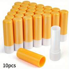 10 支无香润唇膏管 - 按压设计 - 防漏，可重复使用 4g/0.14oz 耐用黄色/红色容器，适用于润唇膏和遮瑕膏 - 方便旅行