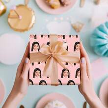 Papier cadeau personnalisé avec photo de visage amusante, papier cadeau avec votre photo personnalisée, en plusieurs couleurs, pour anniversaire, papier cadeau personnalisé (22,04 pouces * 10,62 pouces) - Multicolore - Voir 8