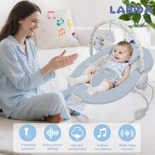 Portable Automatic Baby Rocking Chair With Music & Vibration, Removable Bar, Adjustable Recline, For Babies 0–6 Months, Max 9kg - Blue - View 4