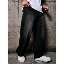 Homme Plus Size Men's Casual Simple Denim Jeans Street Hang Out Urban - màu đen - Xem 6