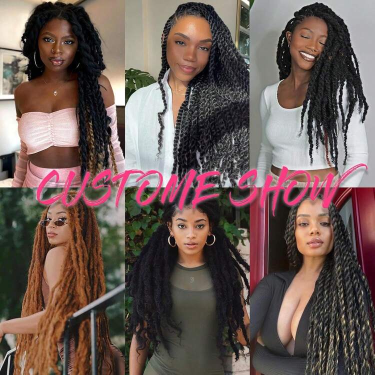 Marley Twist Braiding Hair 18 Inch Marley Twist Hair Long Cuban Twist Hair 1/3/8 Packs Ombre Blonde Afro Kinky Curly Twist Crochet Hair Synthetic Marley Hair Extensions - Black - View 6