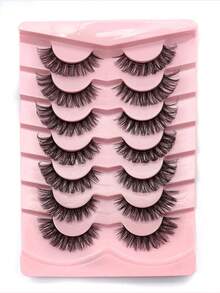 7 pares de pestañas postizas transparentes que alargan el extremo para maquillaje diario y de escenario - Pestañas Ojos de Gato - Ver 11