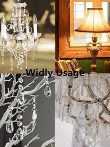 10pcs 38mm Teardrop Crystal Prisms, Transparent Crystal Chandelier Prism Pendant Parts, Connecting Glass Octagon Beads, Hanging Wreath Lamp Decor, Christmas Tree Decor, Wedding & Home Decor Christmas Decorations Room Decor - Clear - View 7