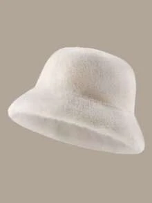 Herbst/Winter Plüschmütze für Damen, modischer warmer neuer flauschiger Fischerhut, vielseitiger einfarbiger Lässig Polyester windundurchlässiger Beanie Mütze für Herbstoutfits