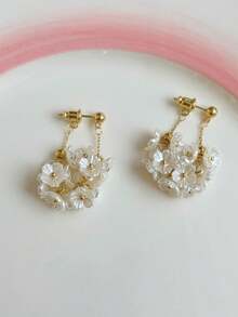 1 对金属链花长流苏耳环，个性化时尚优雅耳环，适合女士和女孩，适合旅行、婚礼、派对、生日、圣诞礼物 - 金色 - 查看 4