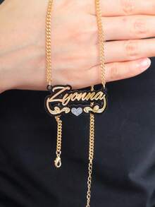 Vòng cổ tên Acrylic hai màu, Vòng cổ tùy chỉnh, Vòng cổ Acrylic, Vòng cổ cá nhân hóa, Quà tặng Giáng sinh - vàng - Xem 20