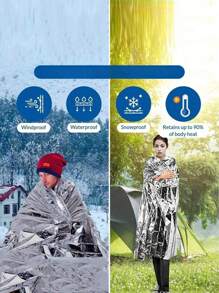 10/5/1pc Emergency Thermal Blanket, Survival Camping Blanket, Emergency Foil Blanket, Individually Packaged, For Marathon, Outdoor Travel, Hiking, Emergency Survival Or First Aid To Keep You Warm, Size: 51.18*82.67 Inches - Multicolor - View 4