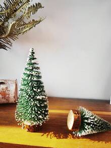 Cirelle 2棵圣诞迷你松树，两棵人造雪树，带木质底座，节日桌面装饰，理想的圣诞节中心摆件，完美的节日家居装饰和派对装饰品，圣诞节送礼佳品，冬季房间装饰 - 彩色 - 查看 8