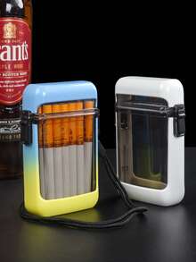 1pc Customized Sealed Waterproof Transparent Hanging Cord Cigarette Case, Holds 20 Cigarettes, Fashionable Ombre Color - Multicolor - View 6