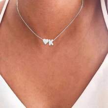 26pcs Stainless Steel English Alphabet Letter Pendant On Versatile Round Snake Chain Necklace