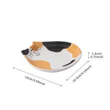 1 pièce Repose-cuillère en céramique, support de cuillère en forme de chat mignon, support d'ustensiles de cuisine, applicable sur le plan de travail de la cuisine, accessoire de cuisine au design unique de chat, cadeau de pendaison de crémaillère, Halloween, Noël pour les amateurs de chats - Multicolore - Voir 3