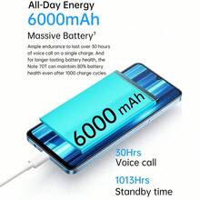 Realme Note 70T AI Power Octa-Core Unisoc T7250 Processor Smartphone, 6.72" FHD+ 90Hz AMOLED Display, 50MP AI Dual Camera, 6000mAh Long-Lasting Battery, 18W Fast Charge, IP54 Life Water Resistant, Android 14 - 4+128GB/6+128GB/8+256GB,Global Version - Black - View 5