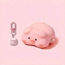 1个可爱小猪保护套，兼容苹果4/Pro/Pro2/Pro3无线蓝牙耳机，全包覆柔软硅胶防震耳机套