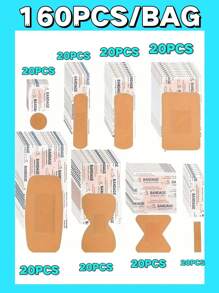 300/160/100/60/50件装急救包组合装 - 绷带、伤口敷料、指尖绷带、防水创可贴、各种形状的指关节绷带、创意伤口护理敷料、透气性粘性绷带、紧急伤口护理、擦伤、水泡处理，多种款式可选