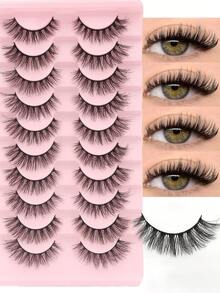 10 Pairs Of Natural Fluffy False Eyelashes, Naturally Extend The End Of The Eye, Beautiful False Eyelashes, Thick, Reusable