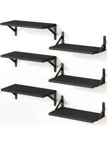 Estantes flotantes de pared, estantes de pared, adecuados para la sala de estar, el baño, el dormitorio, la cocina, la decoración del hogar, los estantes de pared del dormitorio, los estantes montados en la pared, para el almacenamiento de pared, exhibición de estantes de madera de estilo rústico adecuados para libros, plantas, baño, cocina, estantes de esquina de la sala de estar, estantes flotantes, estantes de madera rústica, estantes montados en la pared, adecuados para la decoración del baño, el dormitorio, la sala de estar y las plantas - Multicolor - Ver 1