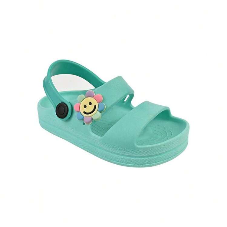 Babouche Sandal Children's Girl And Boy Blue And Green Flower Comfortable Non-Slip Lightweight Fun Easy To Put On - 綠色 - 查看 2