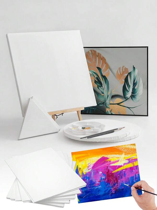 Canvas Boards, White Blank Canvases For Painting & Crafting, Art Supplies Canvas Panel For Artists Students DIY Enthusiasts, Made Of Canvas, Classic White Blank Design, Smooth Surface For Oil Acrylic Paints, Acid-Free Ready To Hang, Perfect Gift For Art Lovers Birthdays Holidays(5 PCS)