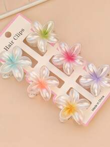 6 Stück Halloween Blumen Muster Party ABS Kunststoff (ABS Harz) 6 Stück Blumen Muster Party ABS Kunststoff (ABS Harz) 6 Stück 4CM bunte kleine Chrysanthemen Haarklammern Blumen Klauen Seitenklauen Halbklauen Hinterkopf Haarklauen Elegante Haarzubehör